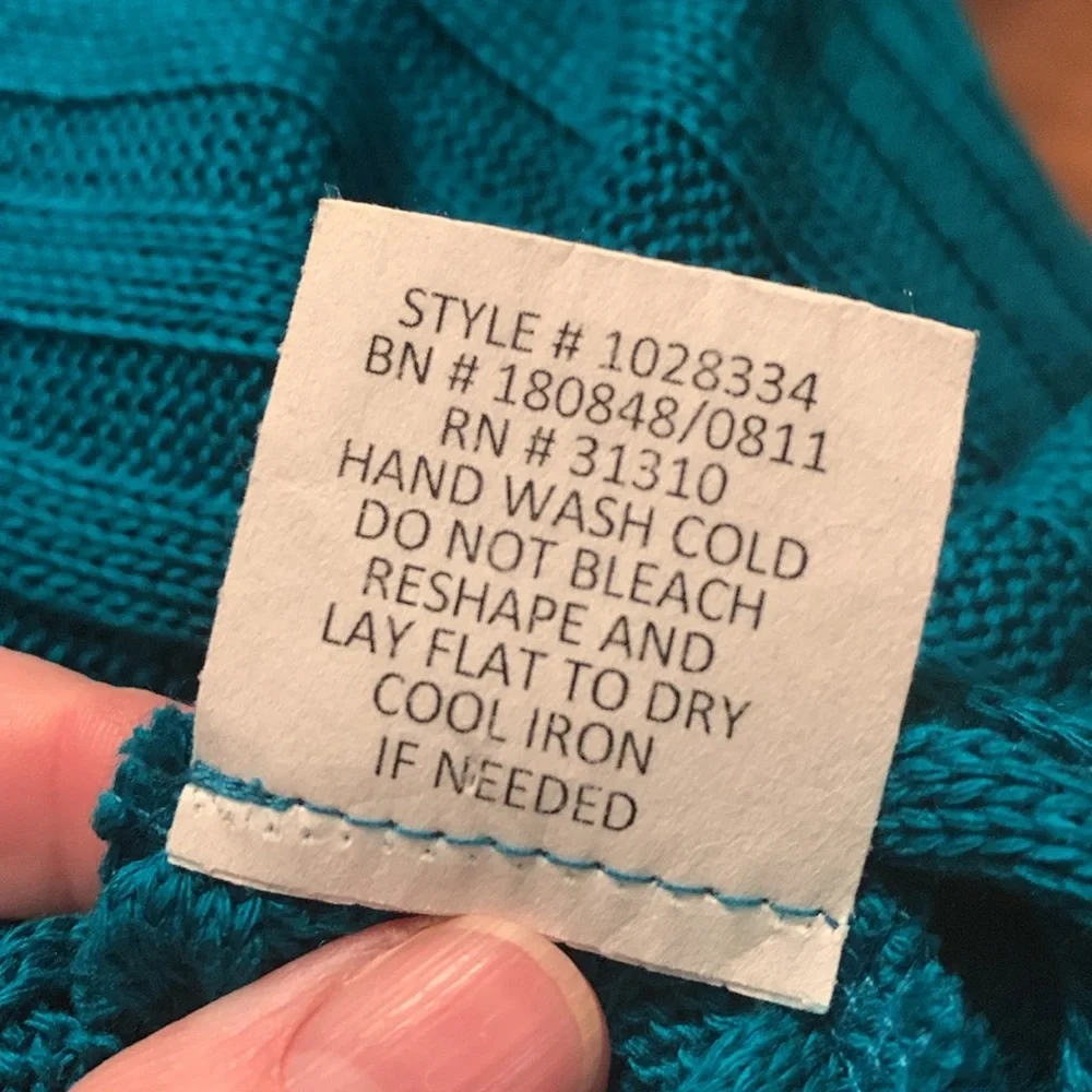 Teal blue ribbed tube circle neck infinity sweater scarf acrylic spandex EUC